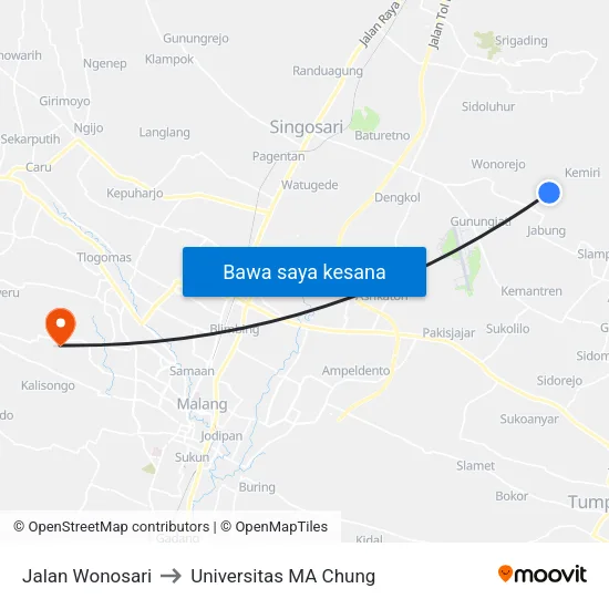 Jalan Wonosari to Universitas MA Chung map