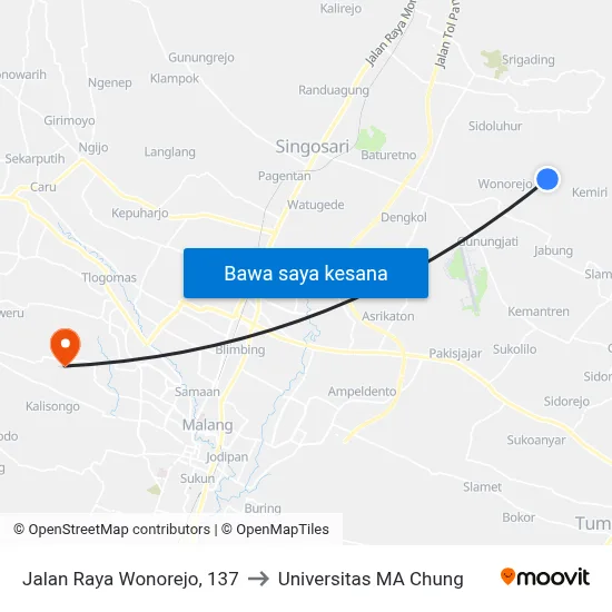 Jalan Raya Wonorejo, 137 to Universitas MA Chung map