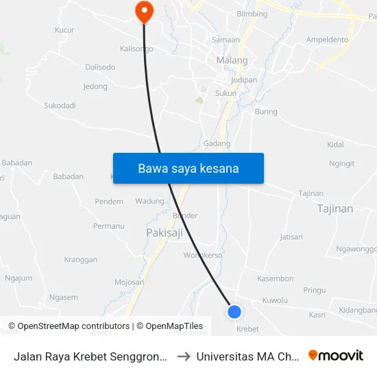Jalan Raya Krebet Senggrong, 39 to Universitas MA Chung map