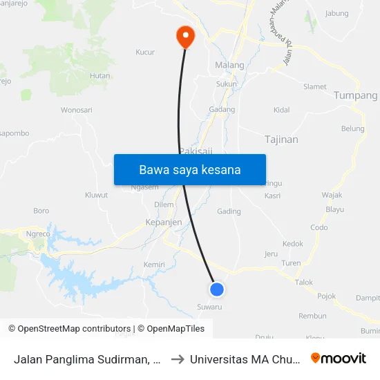 Jalan Panglima Sudirman, 24 to Universitas MA Chung map