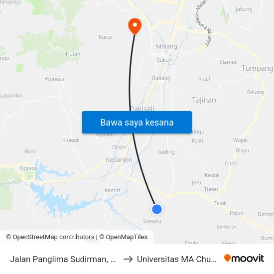 Jalan Panglima Sudirman, 25 to Universitas MA Chung map