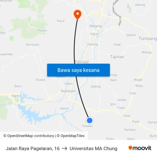 Jalan Raya Pagelaran, 16 to Universitas MA Chung map