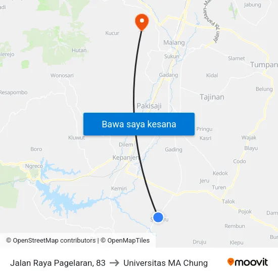 Jalan Raya Pagelaran, 83 to Universitas MA Chung map