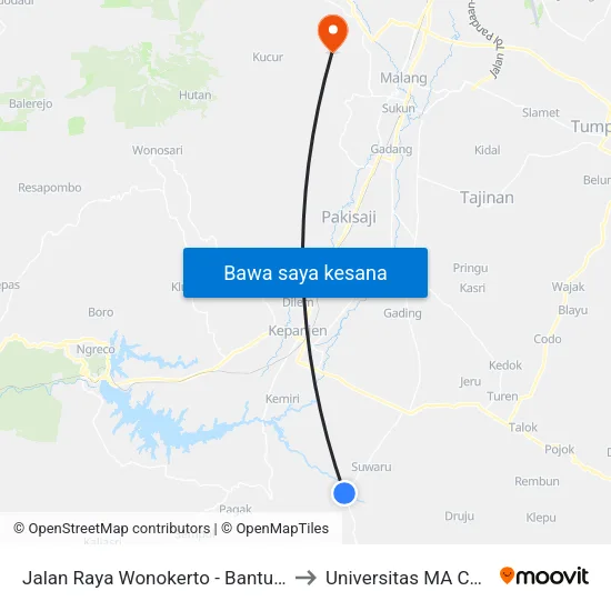 Jalan Raya Wonokerto - Bantur, 600 to Universitas MA Chung map