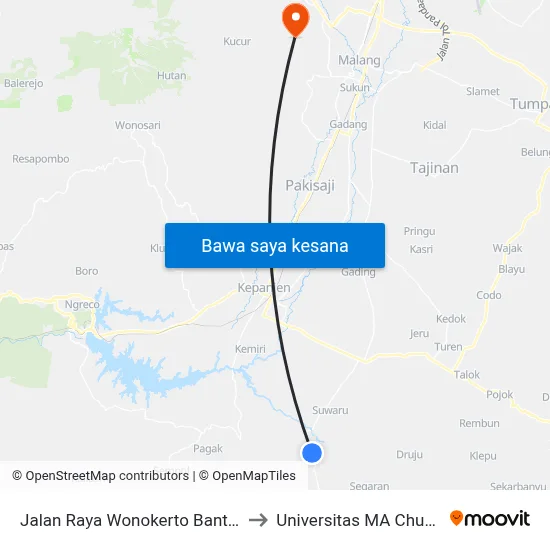 Jalan Raya Wonokerto Bantur to Universitas MA Chung map