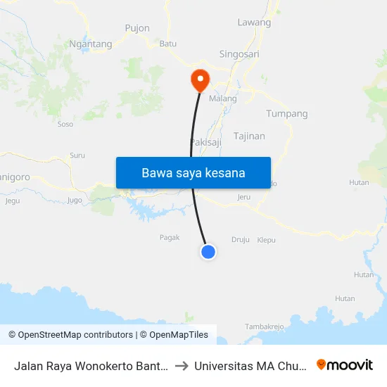 Jalan Raya Wonokerto Bantur to Universitas MA Chung map