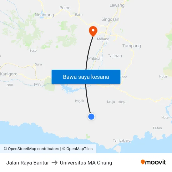 Jalan Raya Bantur to Universitas MA Chung map