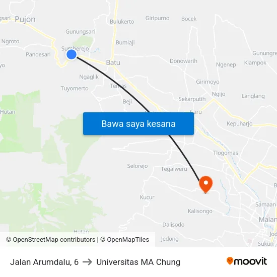 Jalan Arumdalu, 6 to Universitas MA Chung map