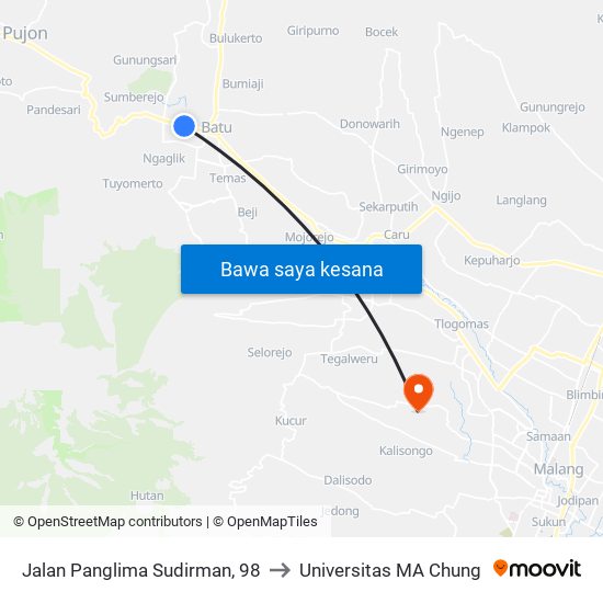 Jalan Panglima Sudirman, 98 to Universitas MA Chung map