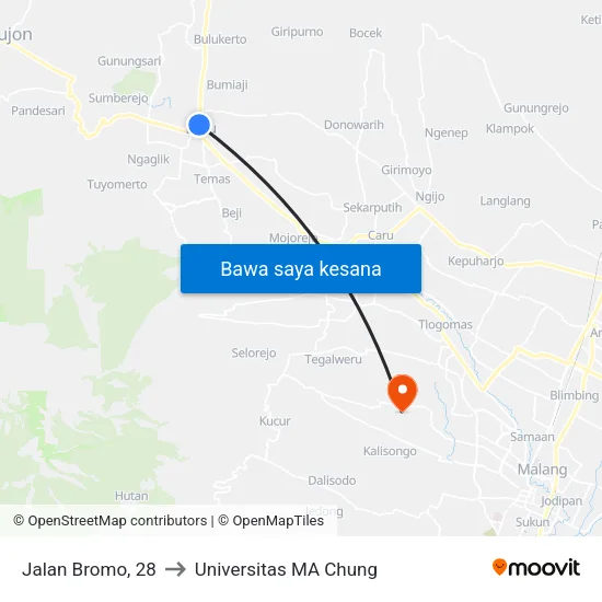 Jalan Bromo, 28 to Universitas MA Chung map