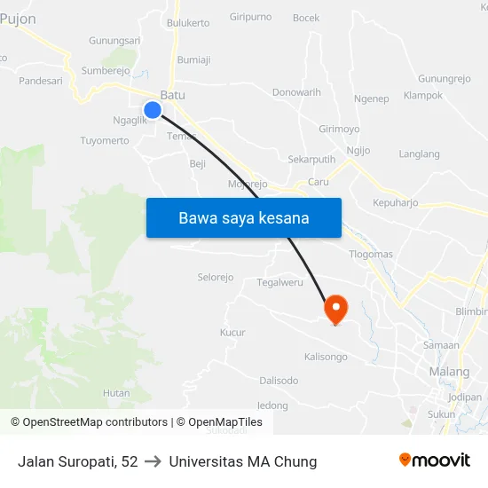 Jalan Suropati, 52 to Universitas MA Chung map