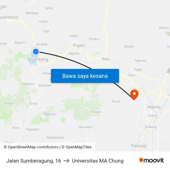 Jalan Sumberagung, 16 to Universitas MA Chung map