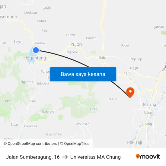 Jalan Sumberagung, 16 to Universitas MA Chung map