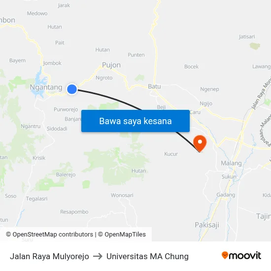 Jalan Raya Mulyorejo to Universitas MA Chung map