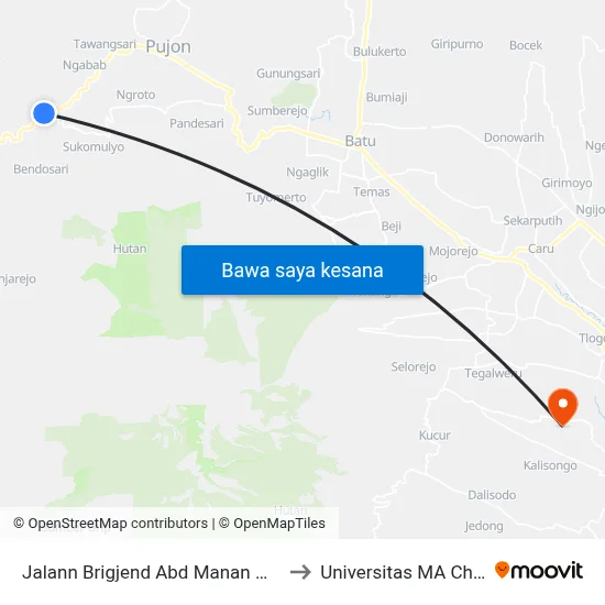 Jalann Brigjend Abd Manan Wijaya to Universitas MA Chung map