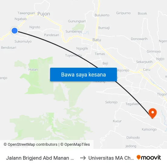 Jalann Brigjend Abd Manan Wijaya to Universitas MA Chung map