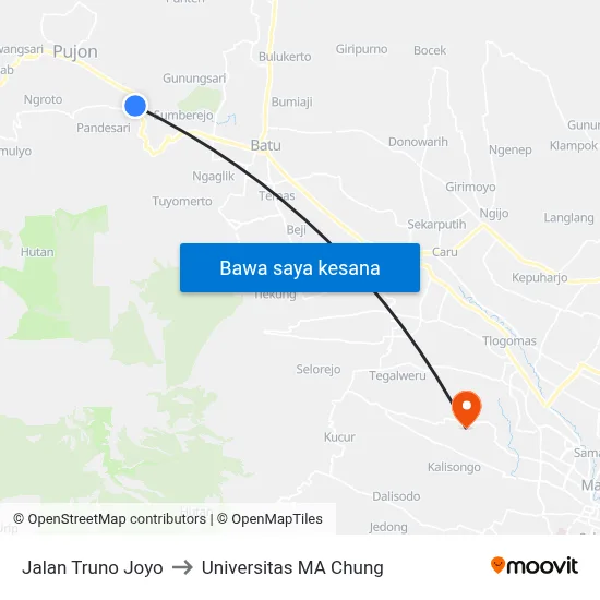 Jalan Truno Joyo to Universitas MA Chung map