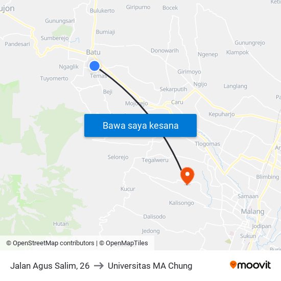 Jalan Agus Salim, 26 to Universitas MA Chung map