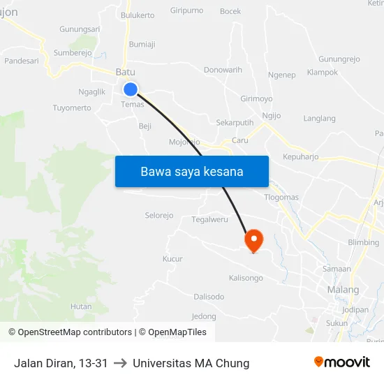 Jalan Diran, 13-31 to Universitas MA Chung map