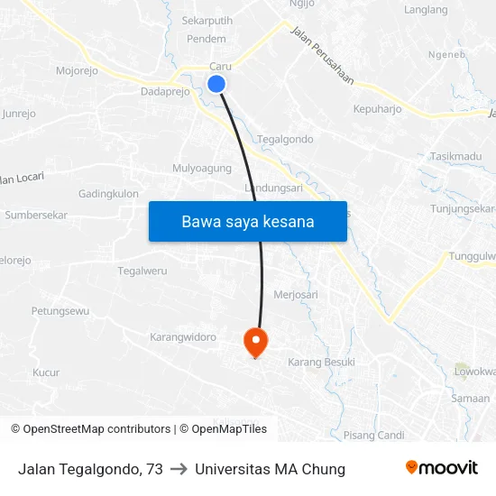 Jalan Tegalgondo, 73 to Universitas MA Chung map