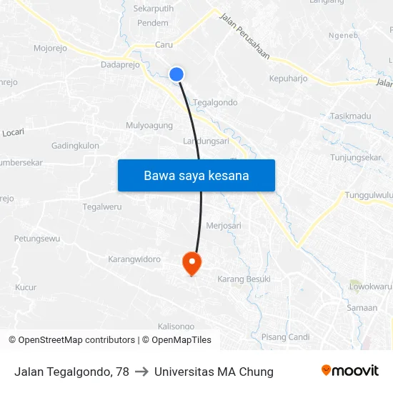 Jalan Tegalgondo, 78 to Universitas MA Chung map