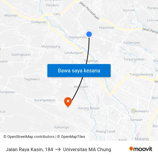 Jalan Raya Kasin, 184 to Universitas MA Chung map