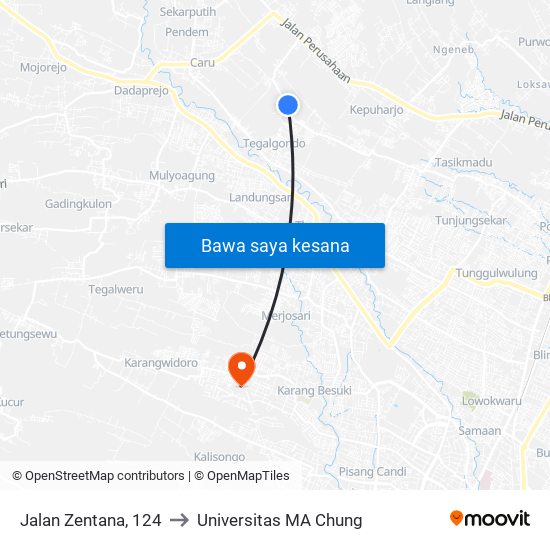 Jalan Zentana, 124 to Universitas MA Chung map