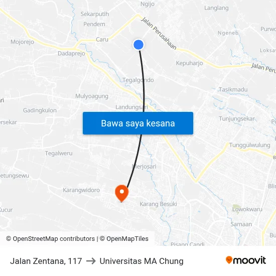 Jalan Zentana, 117 to Universitas MA Chung map