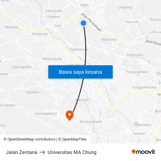 Jalan Zentana to Universitas MA Chung map