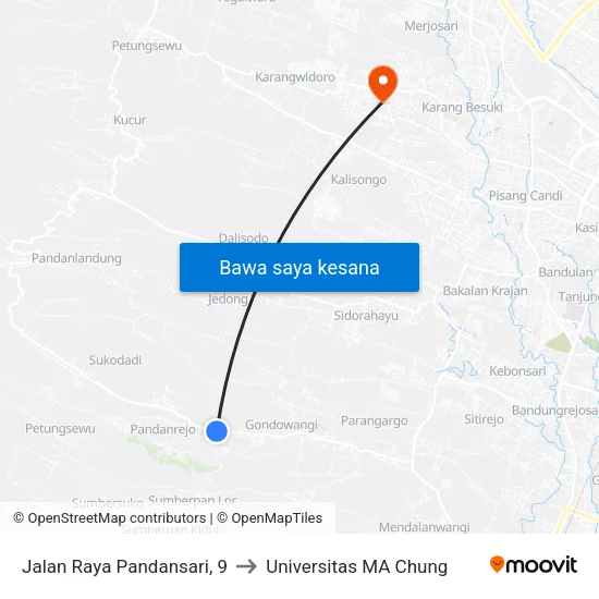 Jalan Raya Pandansari, 9 to Universitas MA Chung map