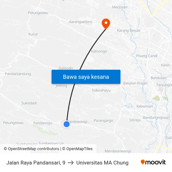 Jalan Raya Pandansari, 9 to Universitas MA Chung map