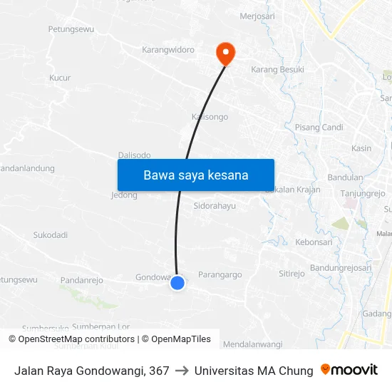 Jalan Raya Gondowangi, 367 to Universitas MA Chung map