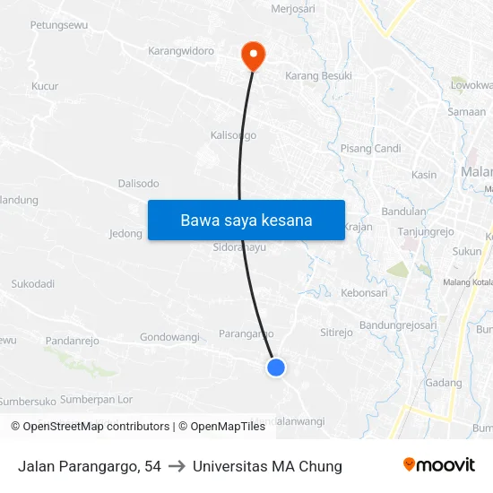 Jalan Parangargo, 54 to Universitas MA Chung map
