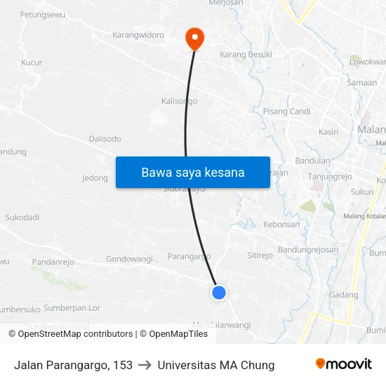 Jalan Parangargo, 153 to Universitas MA Chung map
