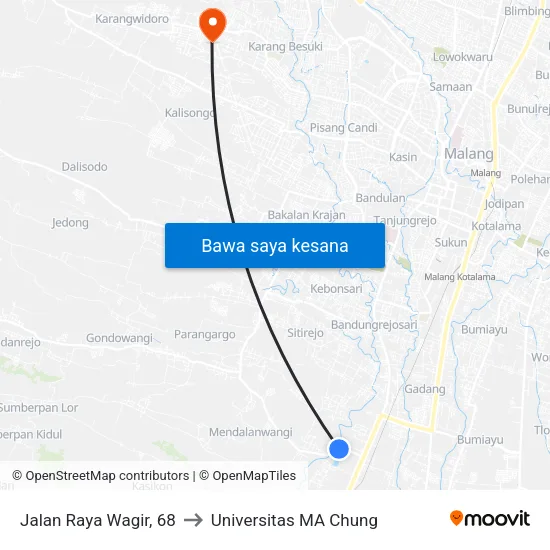 Jalan Raya Wagir, 68 to Universitas MA Chung map