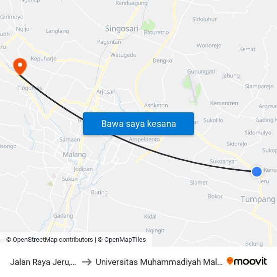 Jalan Raya Jeru, 16 to Universitas Muhammadiyah Malang map