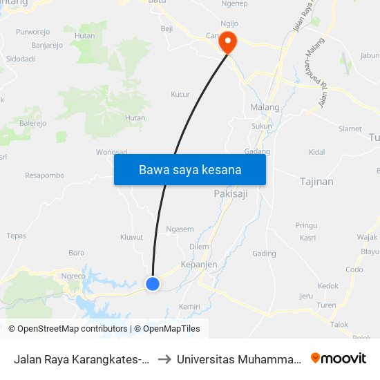 Jalan Raya Karangkates-Kepanjen, 144 to Universitas Muhammadiyah Malang map