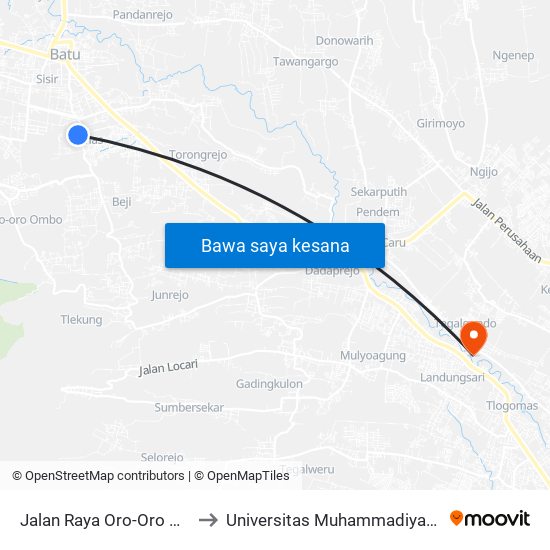 Jalan Raya Oro-Oro Ombo, 1 to Universitas Muhammadiyah Malang map