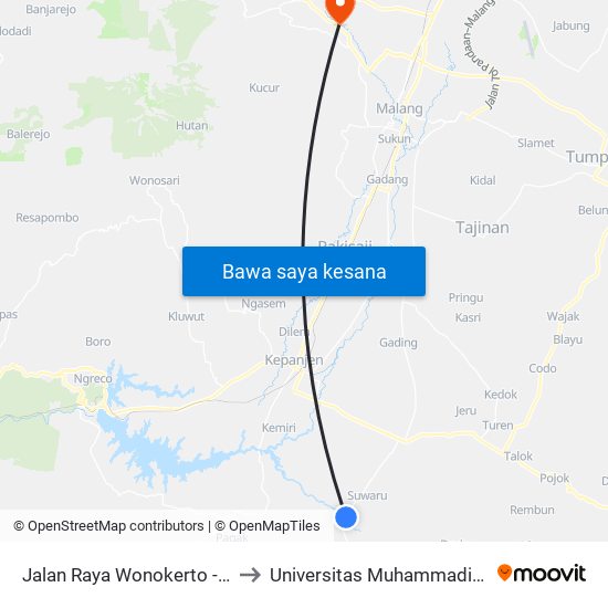 Jalan Raya Wonokerto - Bantur, 21 to Universitas Muhammadiyah Malang map