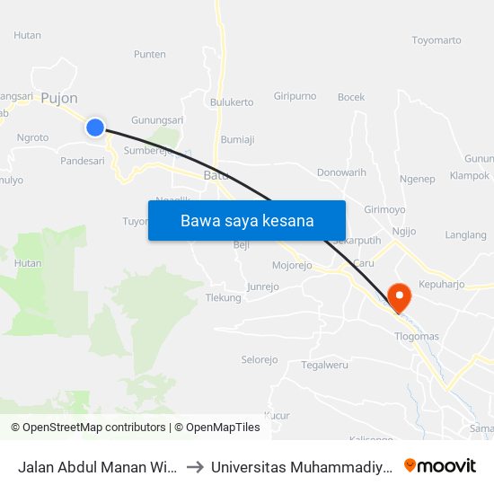 Jalan Abdul Manan Wijaya, 142 to Universitas Muhammadiyah Malang map