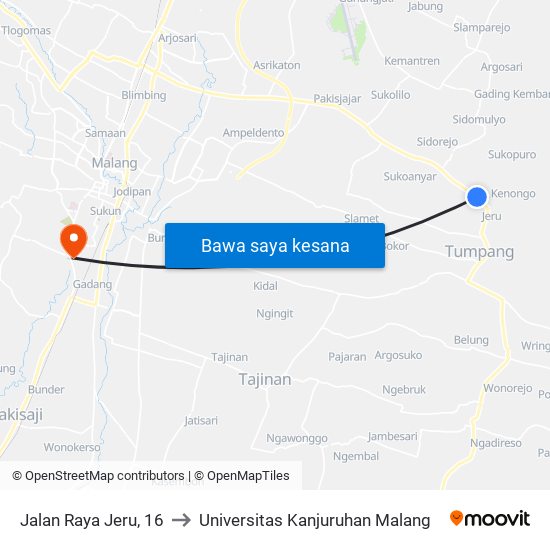 Jalan Raya Jeru, 16 to Universitas Kanjuruhan Malang map