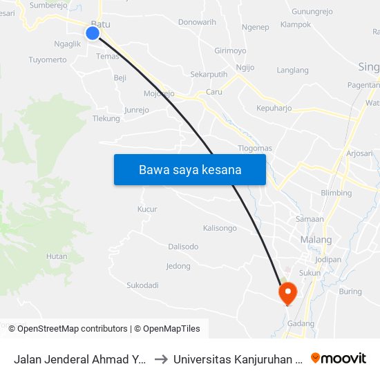 Jalan Jenderal Ahmad Yani, 125 to Universitas Kanjuruhan Malang map