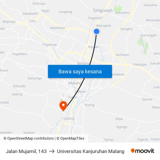 Jalan Mujamil, 143 to Universitas Kanjuruhan Malang map