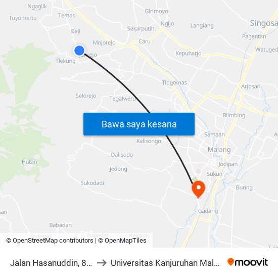 Jalan Hasanuddin, 869 to Universitas Kanjuruhan Malang map