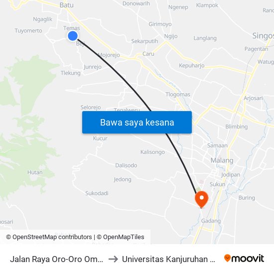 Jalan Raya Oro-Oro Ombo, 24 to Universitas Kanjuruhan Malang map