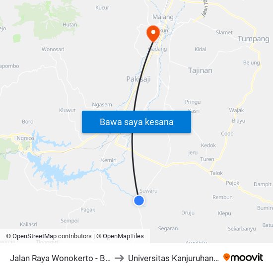 Jalan Raya Wonokerto - Bantur, 21 to Universitas Kanjuruhan Malang map