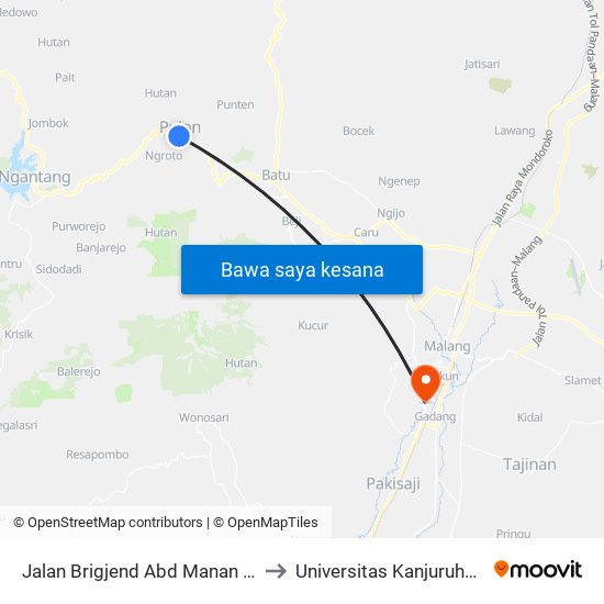 Jalan Brigjend Abd Manan Wijaya, 292 to Universitas Kanjuruhan Malang map