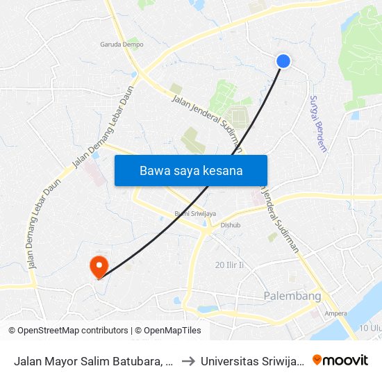 Jalan Mayor Salim Batubara, 99 to Universitas Sriwijaya map