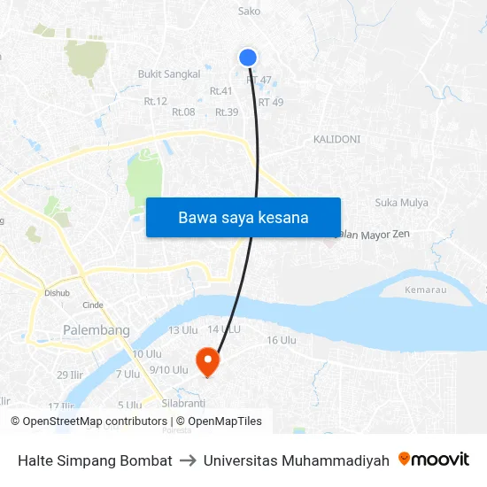 Halte Simpang Bombat to Universitas Muhammadiyah map