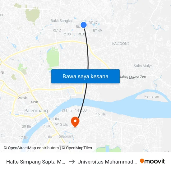 Halte Simpang Sapta Marga to Universitas Muhammadiyah map